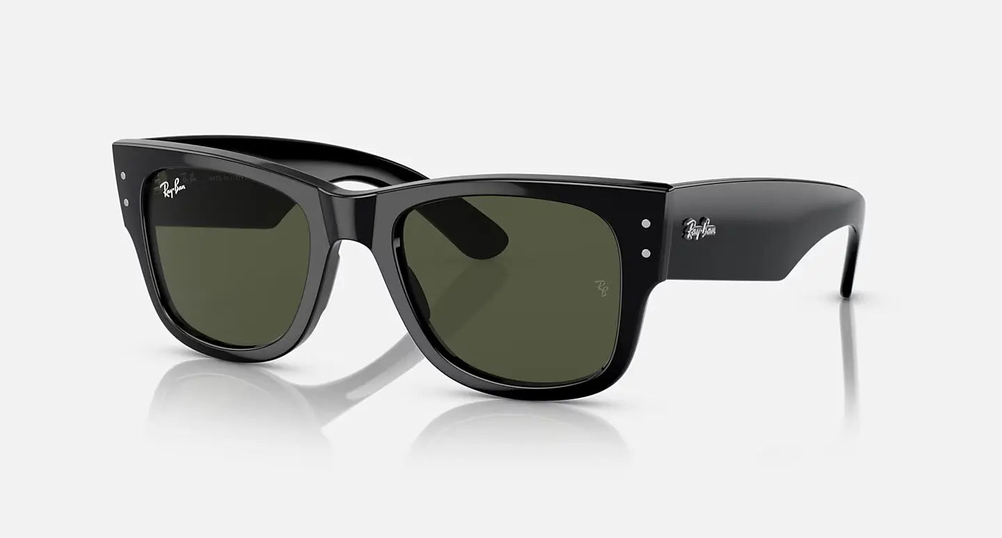 Ray-Ban Mega Wayfarer RB0840s black oversized acetate sunglasses with UV400 protective lenses for bold style.