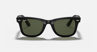 Ray-Ban Wayfarer RB4340 black acetate frame sunglasses with green G-15 lenses offering UV400 protection and classic style.
